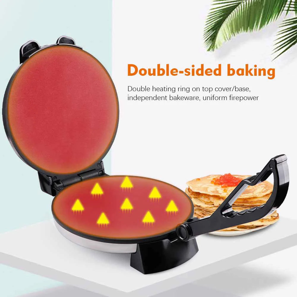 Electric Tortilla Maker Stainless Steel Non-Stick Roti Maker Machine 1800W Double Sided Heating Tortilla Press