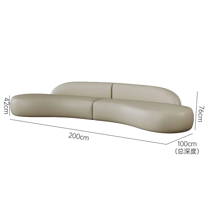 Italian light luxury cat scratching leather curved sofa small apartment modern simple living room high-end minimalist sofa