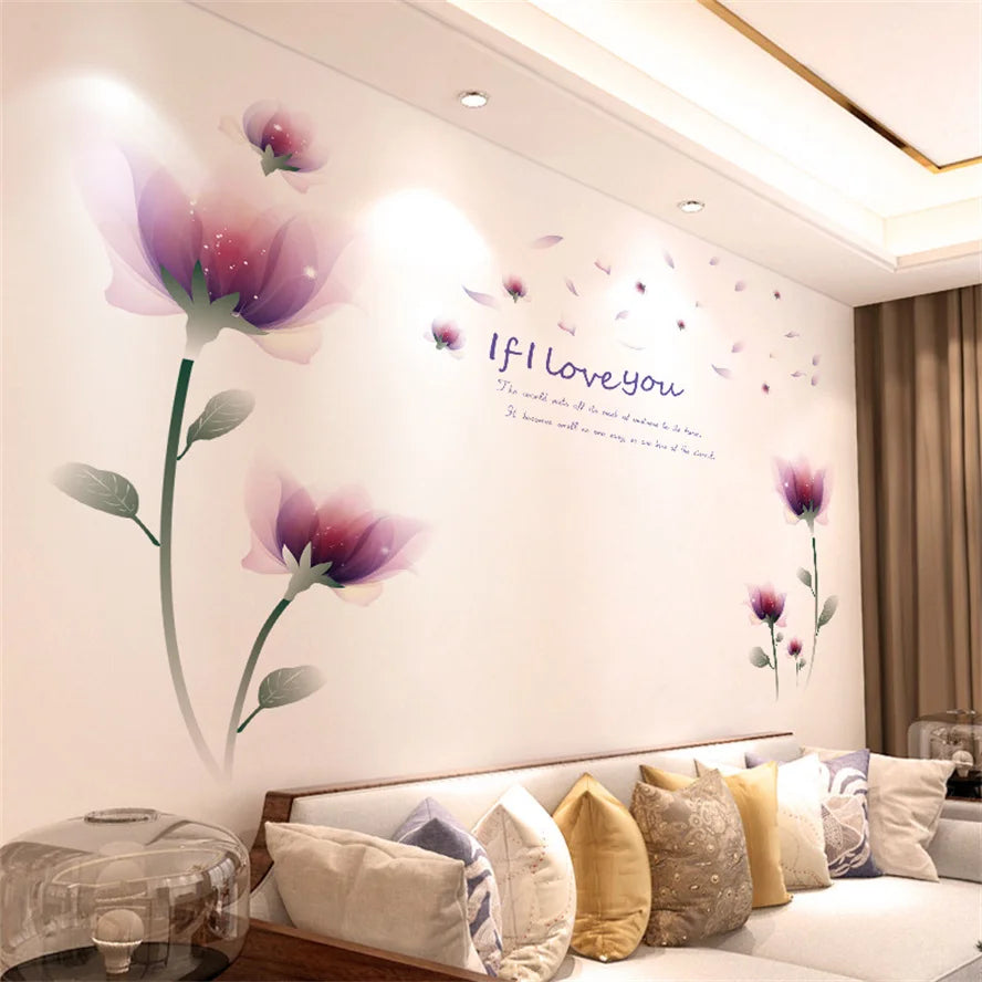 Living Room Flower Background Wall Stickers Bedroom Room Wall Decoration Stickers Wallpaper Self-adhesive Stickers Home Decor