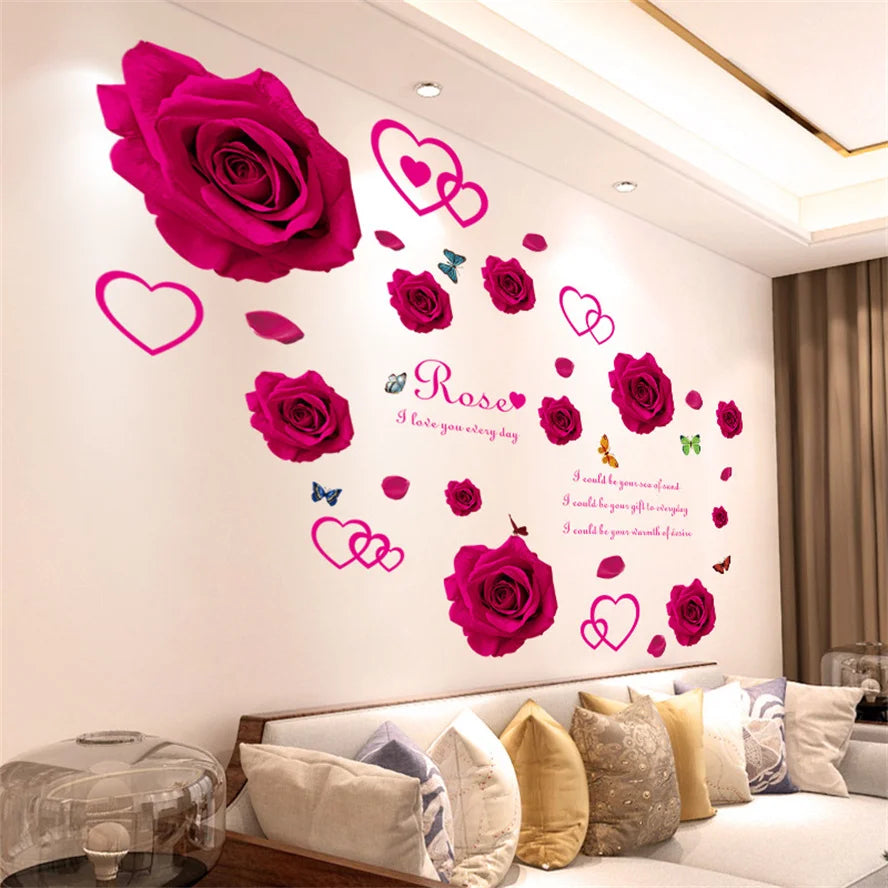 Living Room Flower Background Wall Stickers Bedroom Room Wall Decoration Stickers Wallpaper Self-adhesive Stickers Home Decor