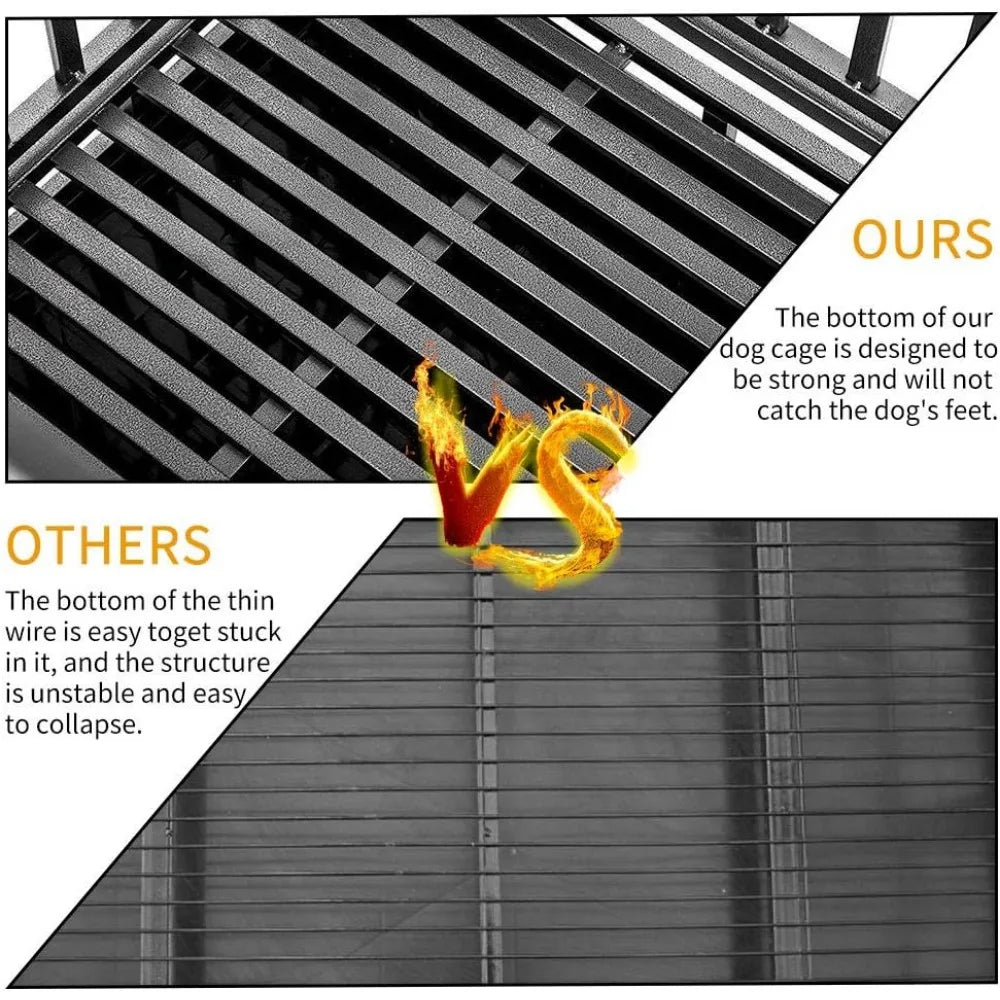 38 Inch Heavy Duty Dog Cage Metal Kennel and Crate for Large Dogs,Easy to Assemble Pet Playpen with Four Wheels,Black … …