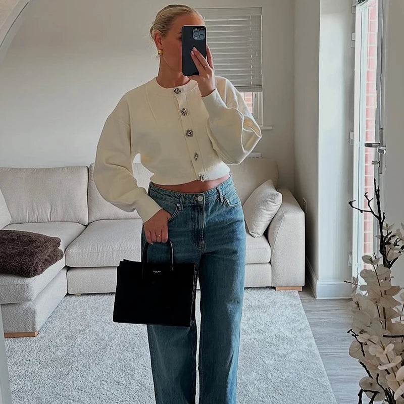 Women's 2025 New Sweater Spring Fashion Elegant Loose Long Sleeve Warm Cardigan Women's Sweater Chic Street Youth Sweater
