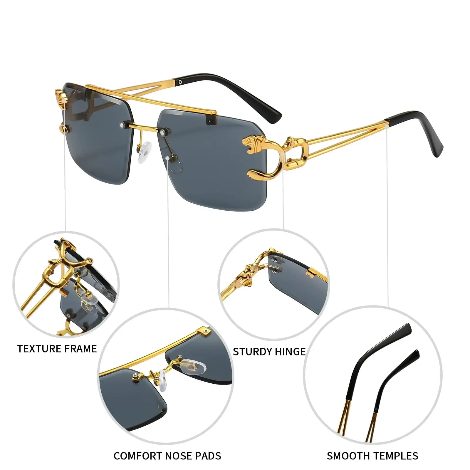 Women's Sunglasses Fashion Rectangle Men Sun Glasses Metal Luxury Brand Sun glasses 2021 Classic Oculos Masculino Glasses UV400
