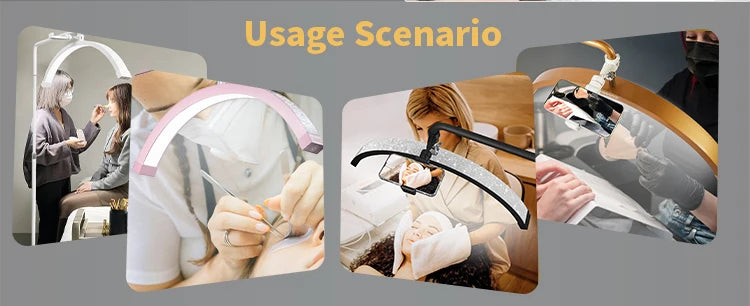 Fusitu FT-Y9 45W LED Half-Moon Shaped Light Arc Lash Light With Diamond Floor Lamp Video Light For Beauty Salon Tattoo Makeup