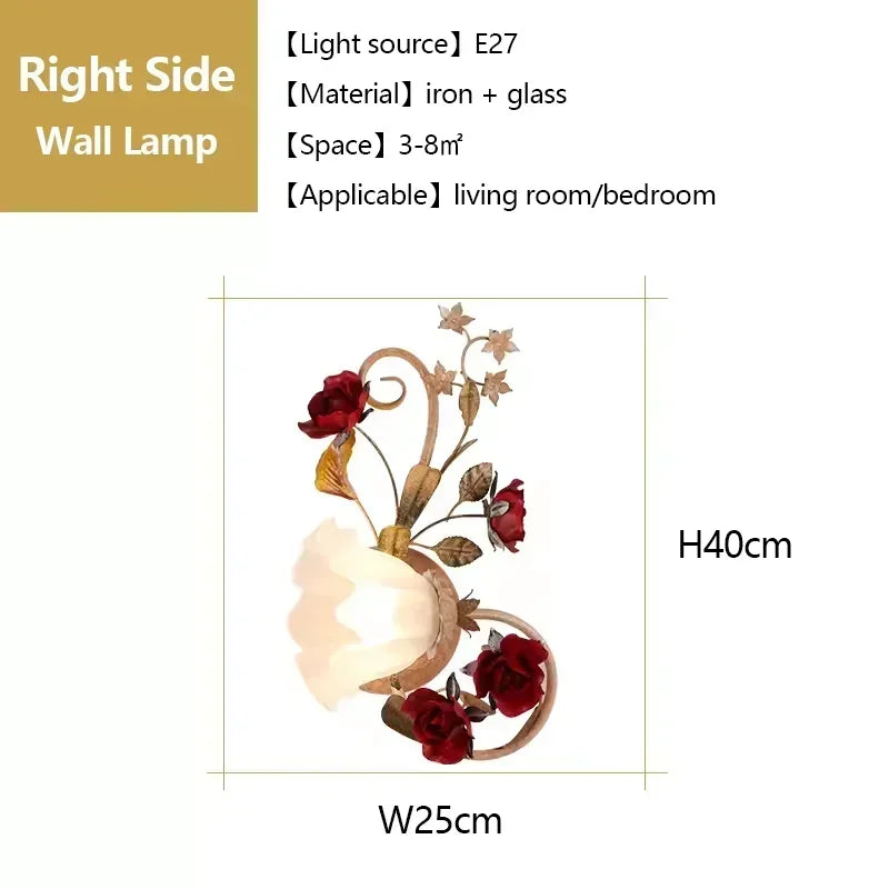 Creative romantic flower ceiling decorative chandelier pastoral retro LED ceiling lights Living room Bedroom Nordic ceiling lamp