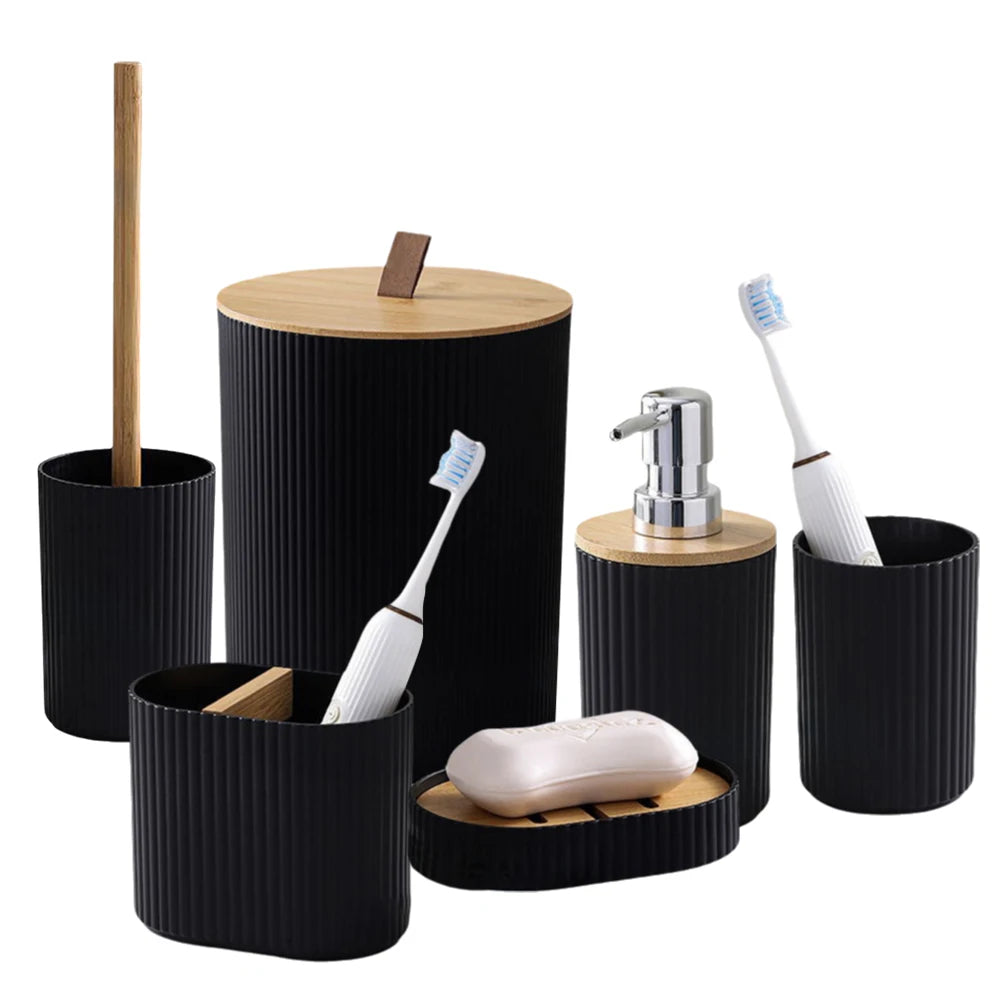 6 Piece Bathroom Accessories Set Modern Bathroom Essentials Set with Soap Dispenser Soap Dish & Toilet Brush