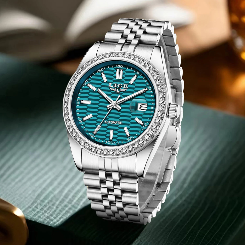 LIGE Top Luxury Men Mechanical Watches Waterproof Luminous Date Men Automatic Watch Male Sport Fashion Men's Watches+Box