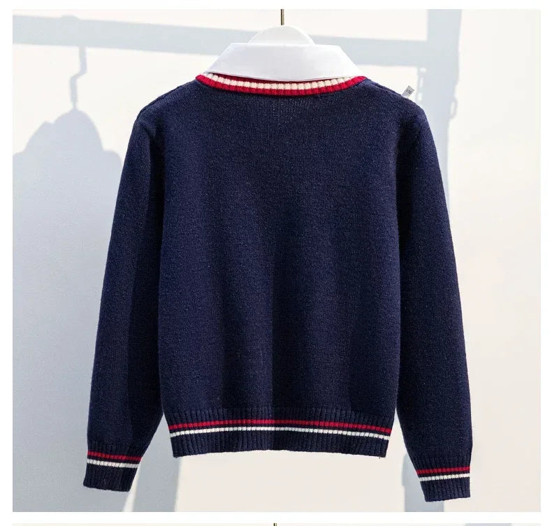 Girls School Uniform Clothes Children Sets Kids Clothing Spring Autumn School Clothes Children's Top and Bottom Clothes Set