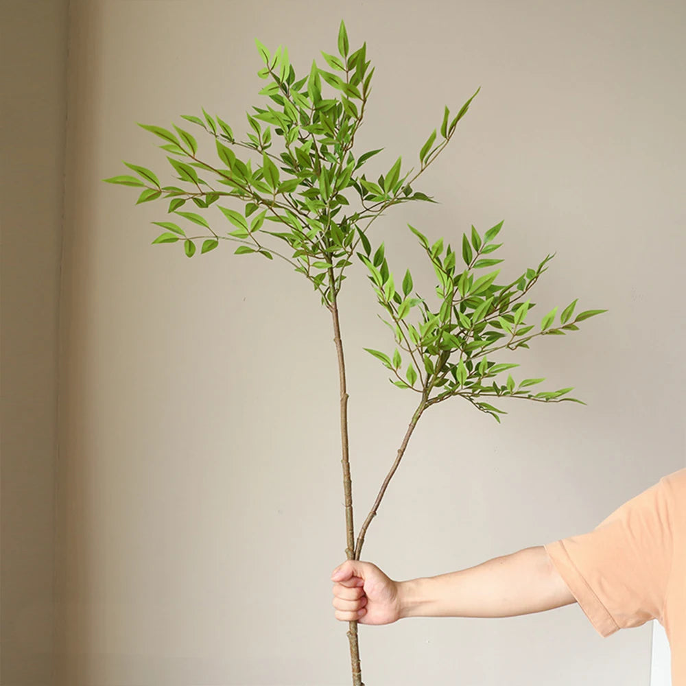 75-140cm Artificial Plants Nandina Tree Green Tall Plants Fake Leaves Plants Faux Branches for Home Garden Office Decor