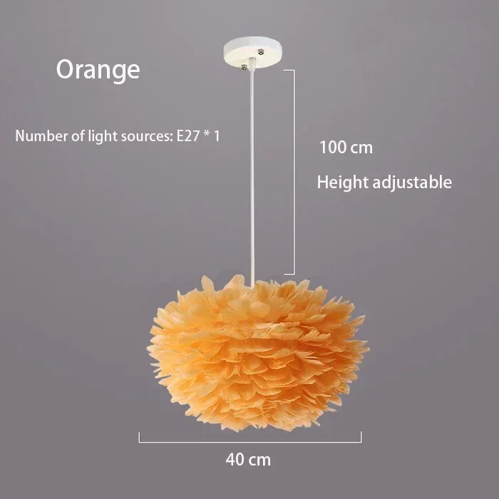 Feather Chandelier Nordic Modern Living Bedroom Ceiling Lighting Warm Dining Room Lamp Clothing Cafe Coffee Shop