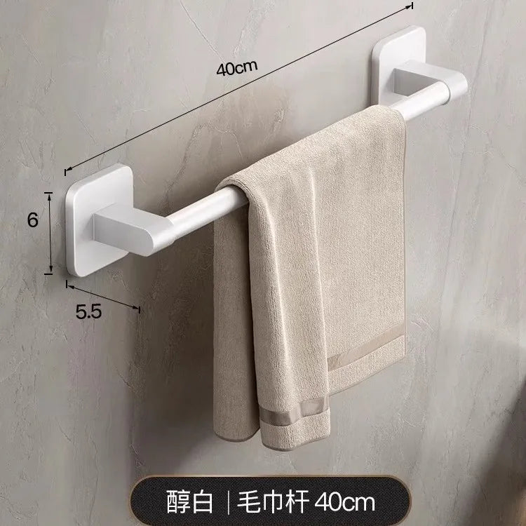 Towel rack modern space aluminum non-perforated wall mounting shelves bathroom towel rack single rod toilet storage hanger