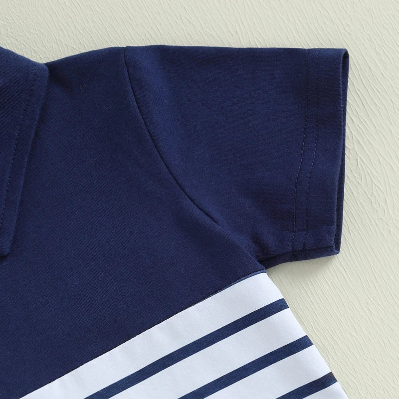 Boys Summer Outfit Set Short Sleeve Graphic T-shirt with Denim Shorts Toddler Clothing Set for Kids Beachwear