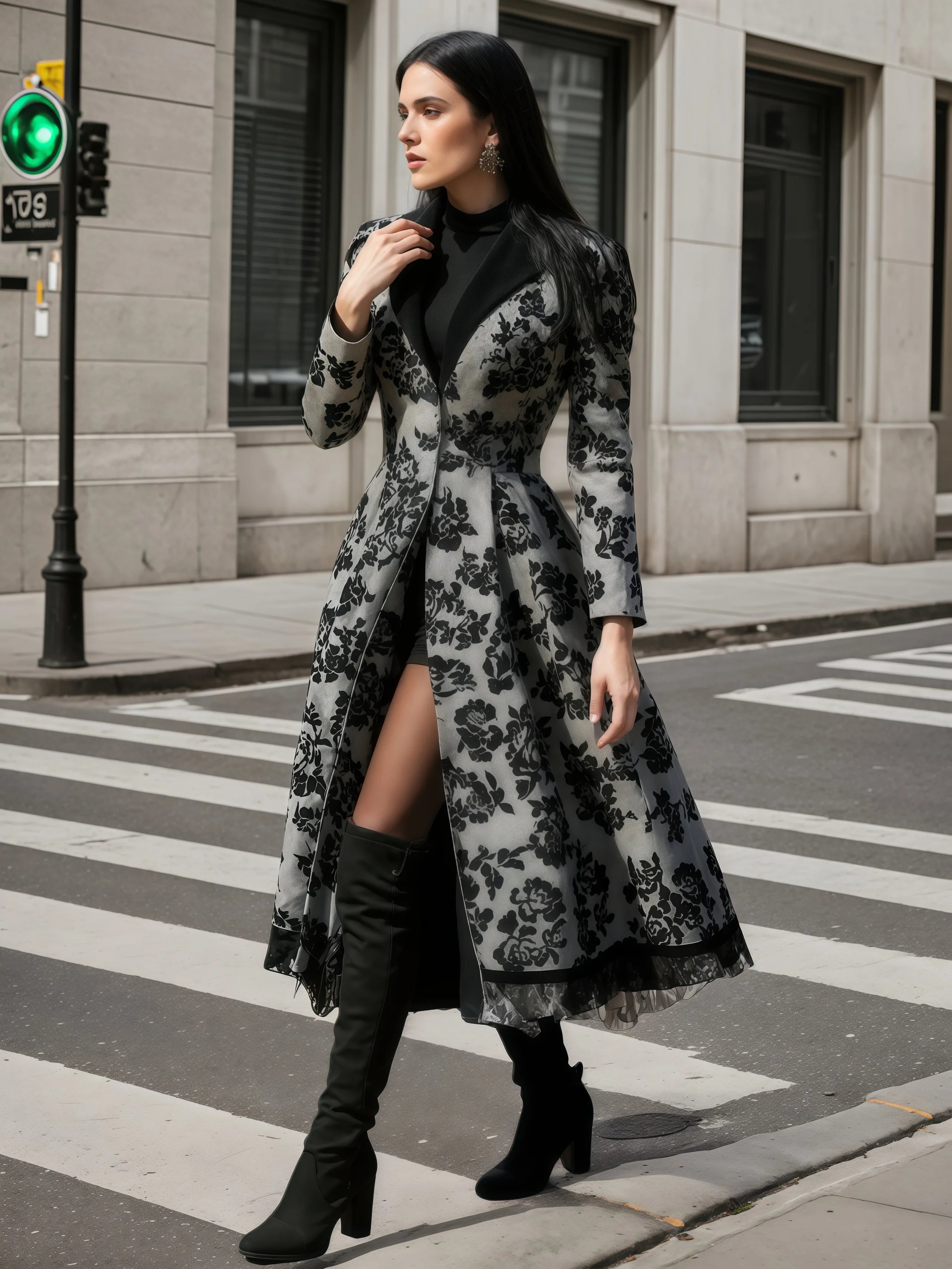 2025 new women's lace patchwork jacket plus size retro long windbreaker for women, casual street, autumn and winter styles