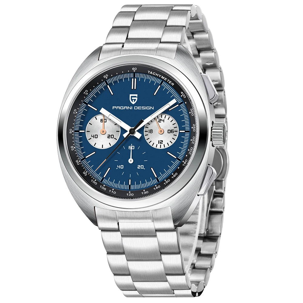 PAGANI DESIGN 2024 Retro Luxury Men's Watches Sports Chronograph VK63 Quartz Watch For Men AR Sapphire Waterproof Leather Clock