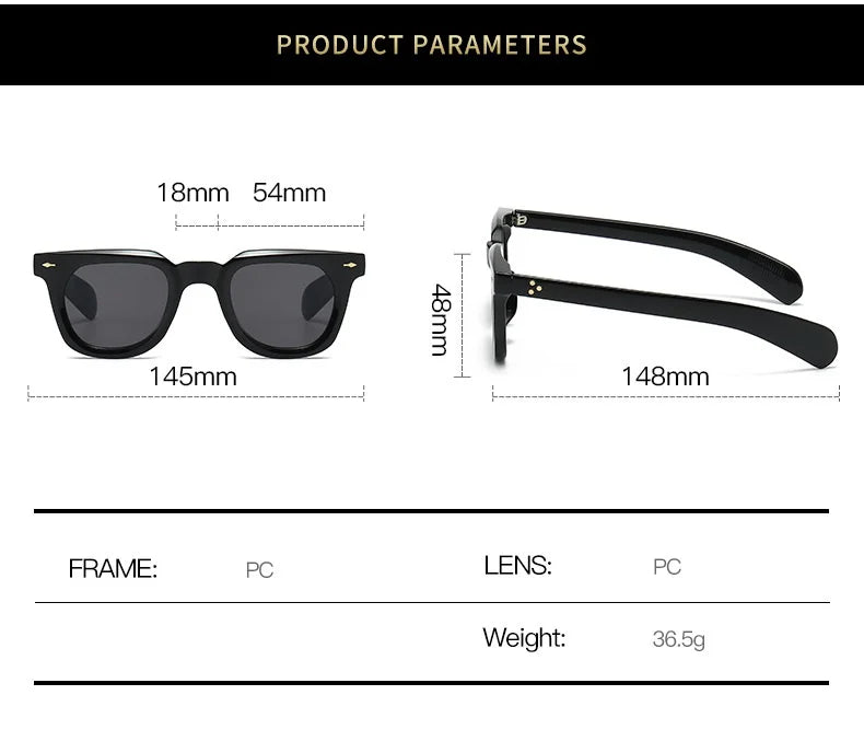 Ins Popular Women Square Sunglasses Men Vintage Rivets Punk Female Shades UV400 Fashion Male Sun Glasses