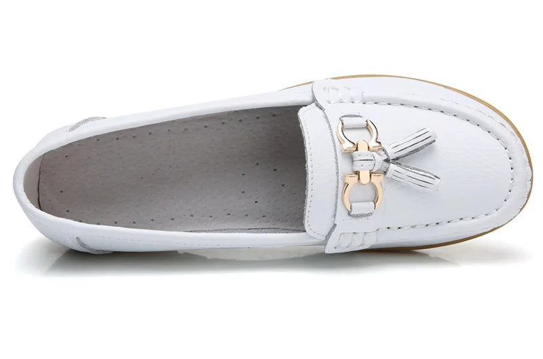 Woman Shoes Low Heels Casual Shoes Women's Loafers Slip On Flat Shoes Mocassins Femmes Comfortable Footwear Women Flats White