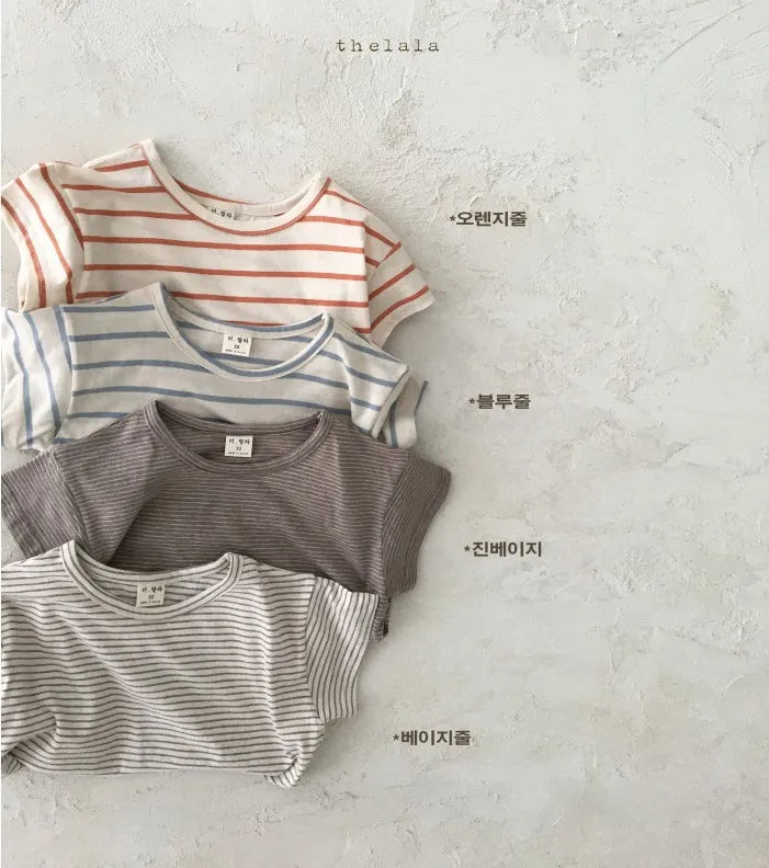 Baby Boy Stripe Shirt Summer Casual Short Bat Sleeve Kids Shirt for Boys Clothing Children Girls Sports Shirt Cotton Tops