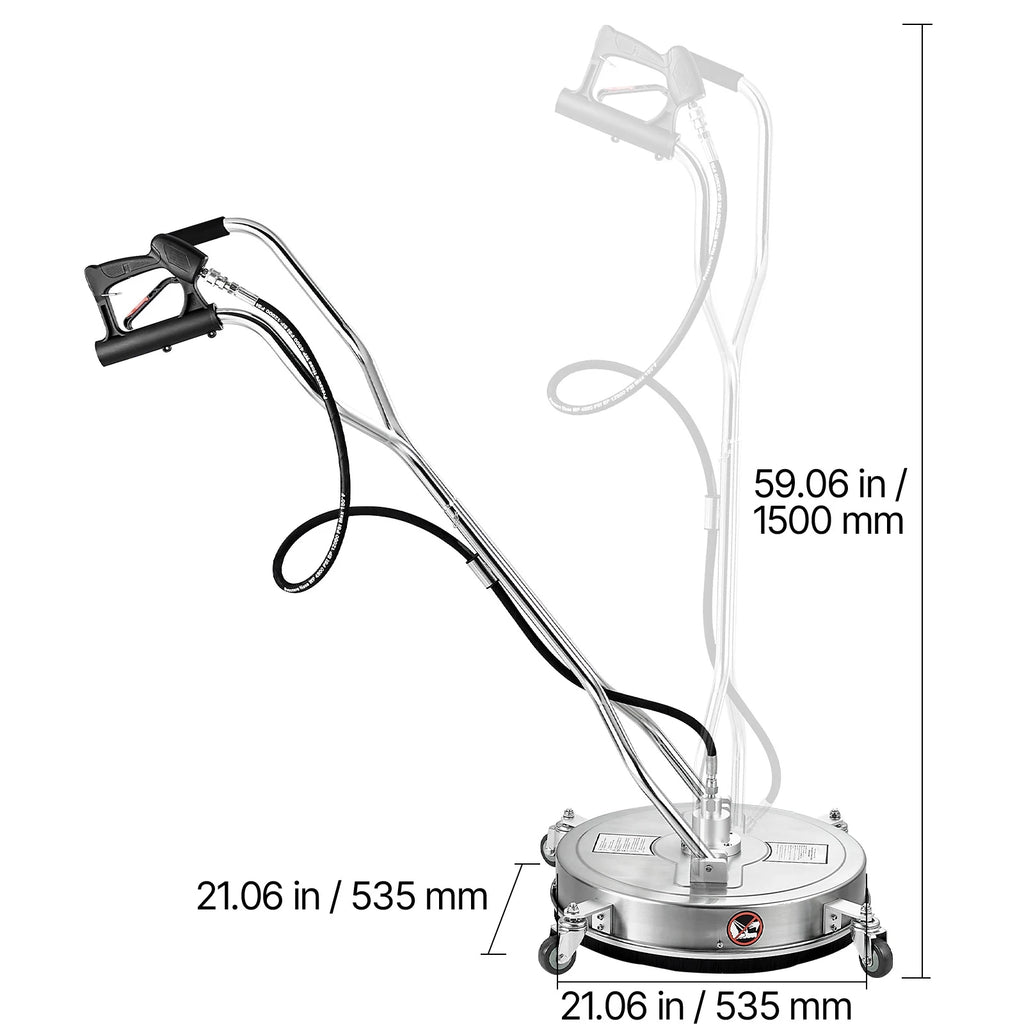 SucceBuy Pressure Washer Surface Cleaner PE/Stainless Steel Pressure Washer Attachments with 4 Wheels for Concrete Patio Deck