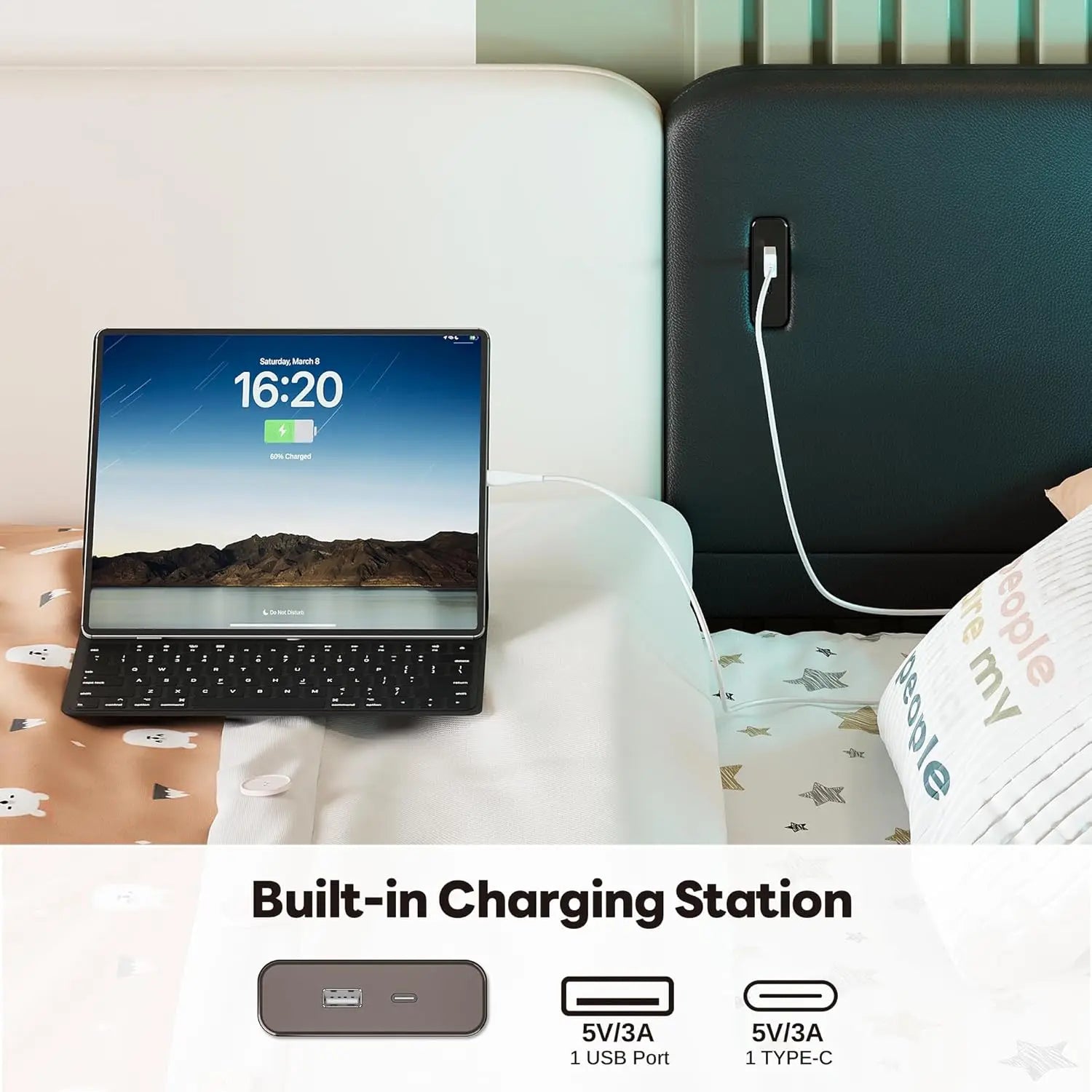 LIKIMIO Daybed with Storage, Twin Day Bed Frame with Drawers, Charging Station & LED, Sofa Bed with Strong Supports for Bedroom