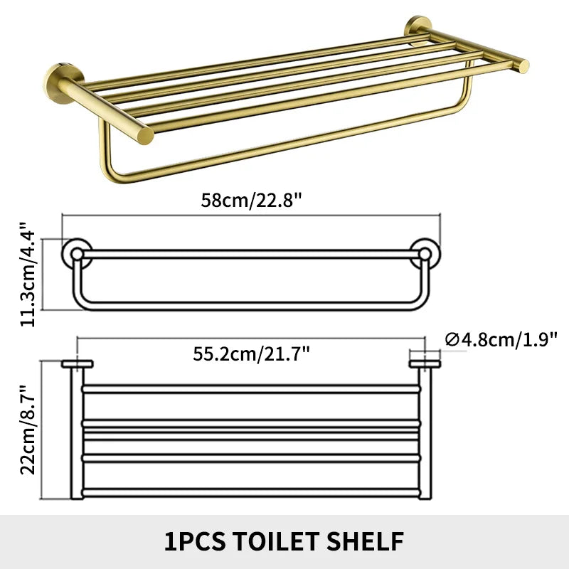 SANLUOIS High Quality SUS 304 Stainless Steel Bathroom Accessories Wall Monted Toilet Showerroom Towel Rack Bathroom Set