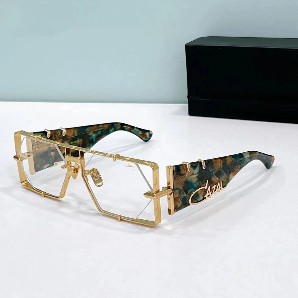 ORIGINALCAZAL MOD004 Top Quality Tortoiseshell Acetate Frame Retro Men Sunglasses Luxury Design Blue Lenses Women Couple Eyewear