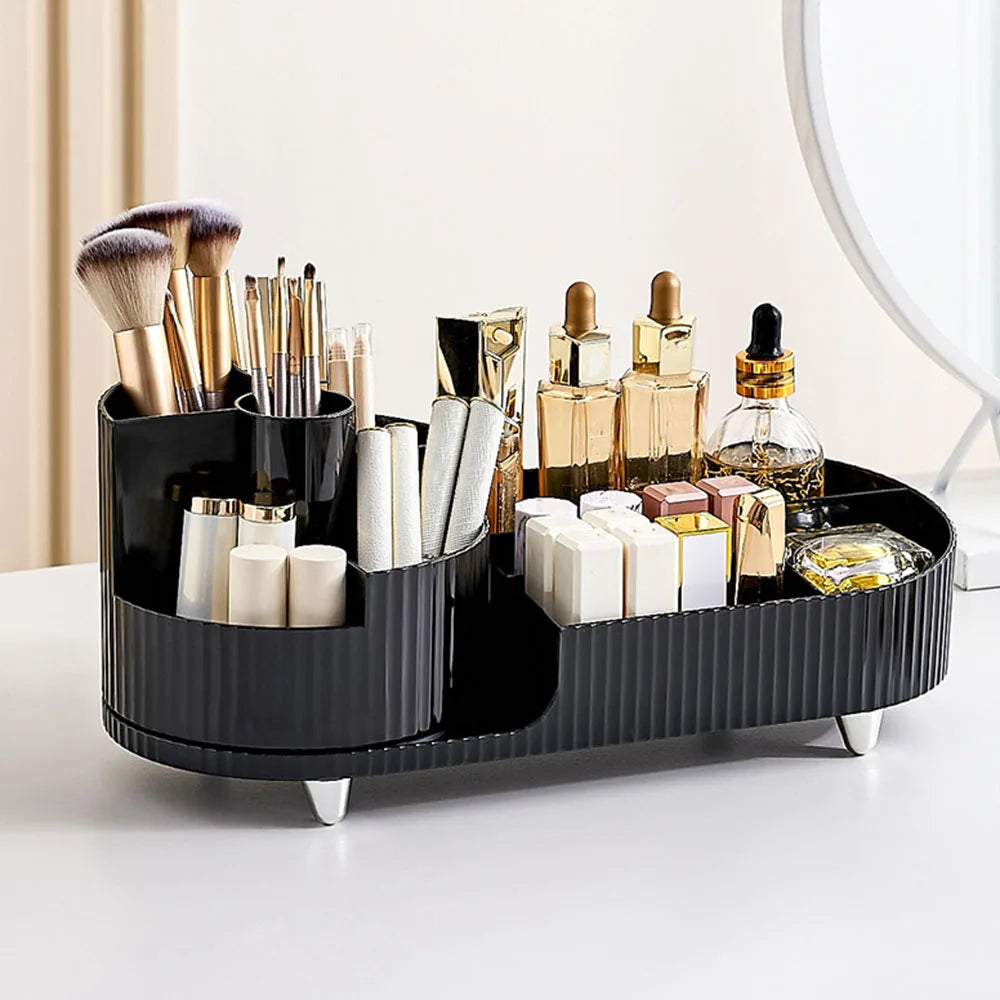 Cosmetic Storage Rack with Rotating Base and Divided Compartments for Cosmetic Storage Box, for Lipstick, Skin Care Storage Box