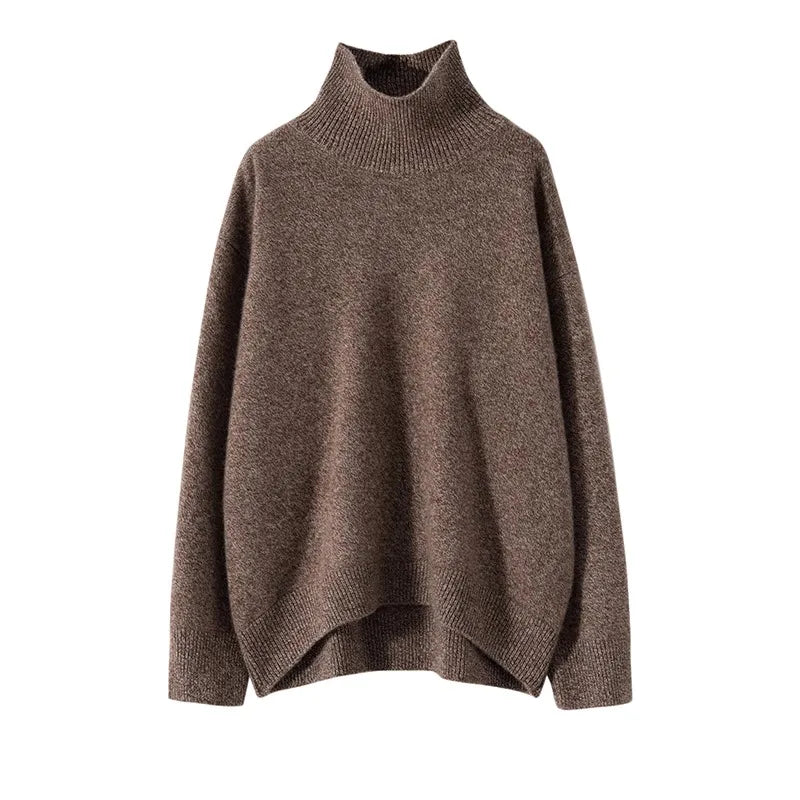 2024 Autumn and Winter New Thick Cashmere Sweater Women High Neck Pullover Sweater Warm Loose Knitted Base Sweater Jacket Tops