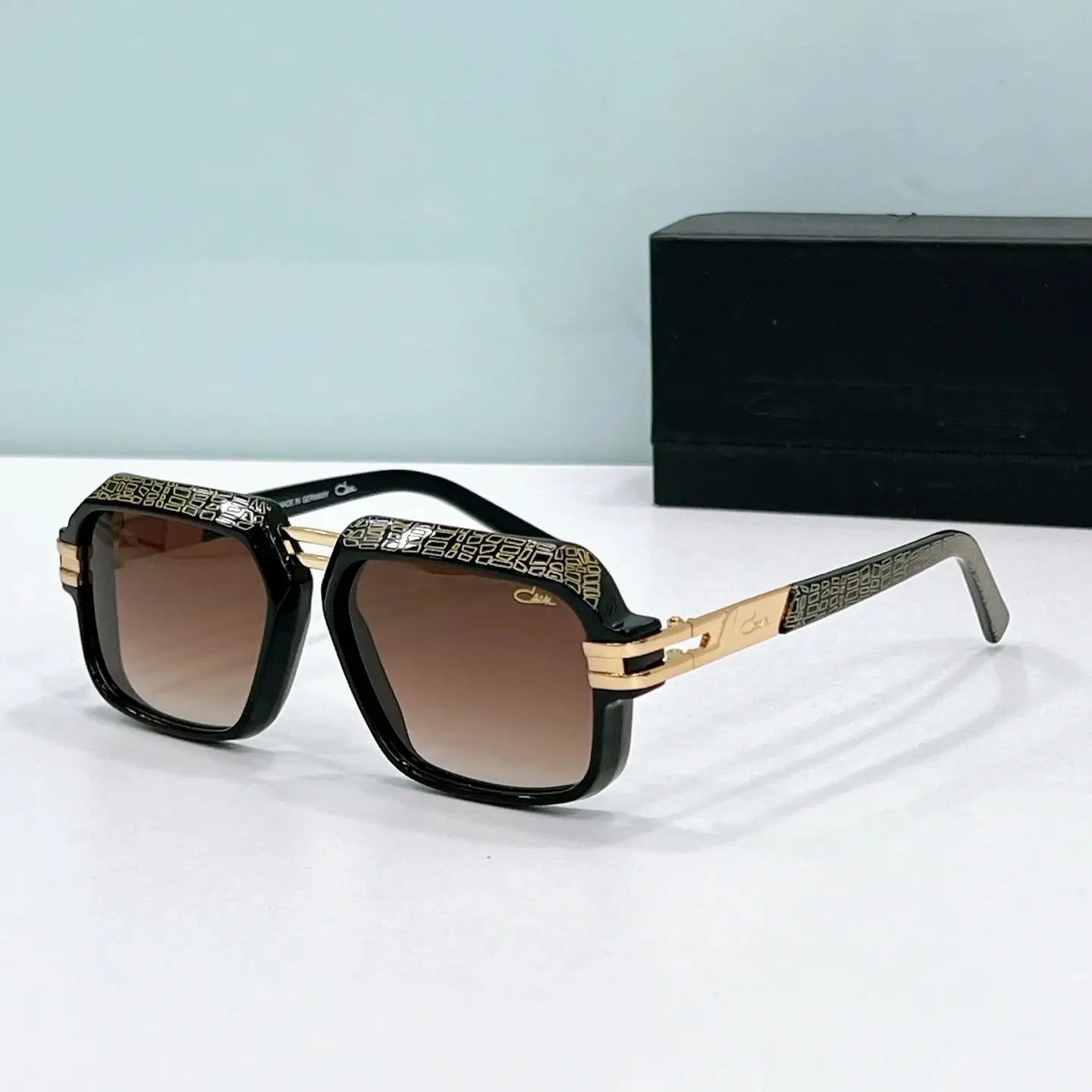 Original CCAZAL MOD6004 Fashion Business Square Men Sunglasses Gradient Purple Lenses Driving Anti-Glare Women Couple Eyewear