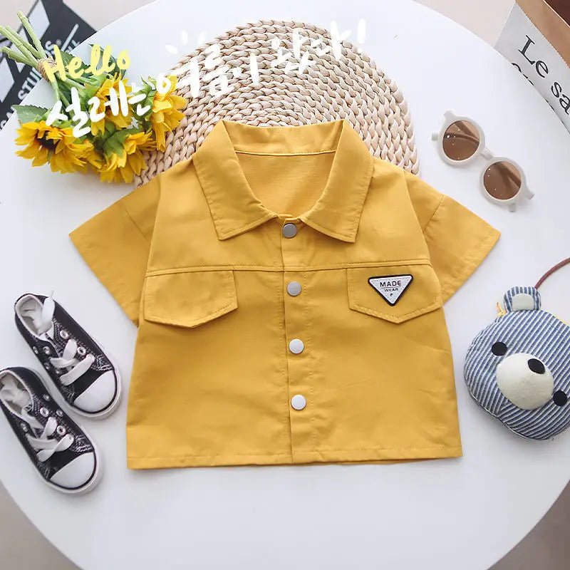 Summer Toddler Baby Boys Girls Short Sleeve Solid Jacket Clothes Set Solid Boys Girl Casual Shorts 2pcs Suit Cute Kids Outfits