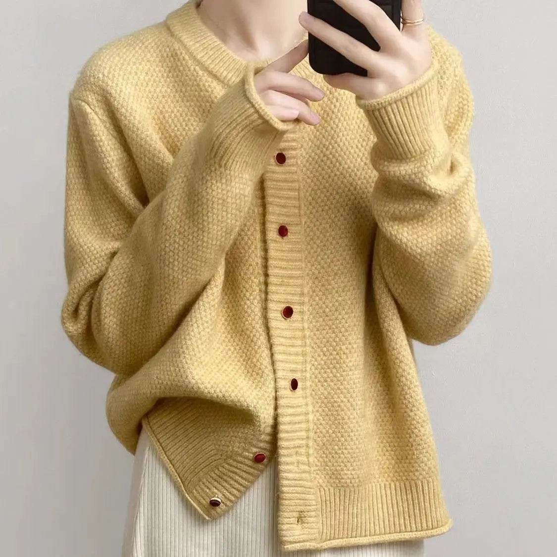 Sweater Coat for Women Autumn Winter New Collection High-End Loose Knit Cardigan