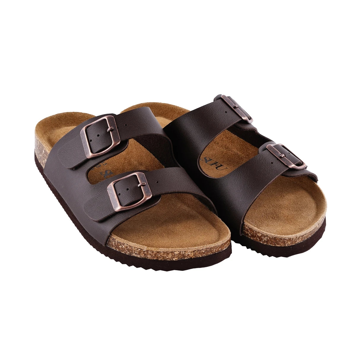 SUFU New Leather Birkenstocks Cork Flip-flops for women Couple Vintage Summer Wear Muller Slippers Fashion Casual Beach Sandals