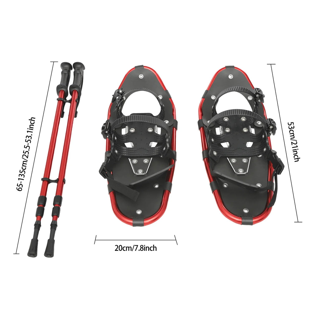 21 Inch Snowshoes, Snowshoes& Adjuatable Trekking Poles, Snowshoes for Men Women Youth