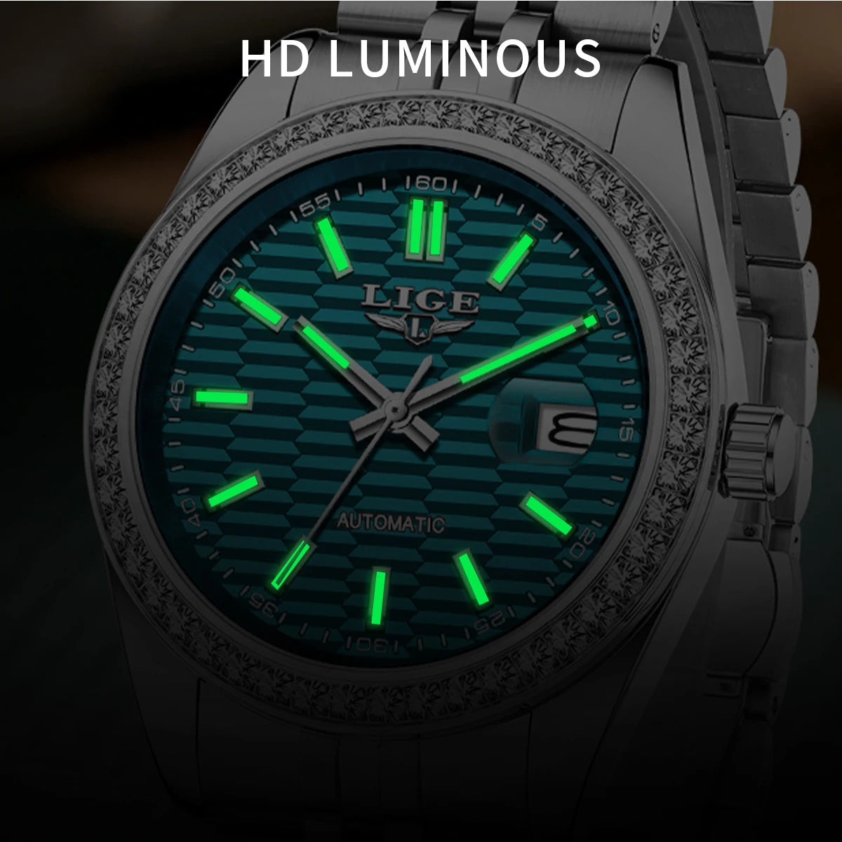 LIGE Top Luxury Men Mechanical Watches Waterproof Luminous Date Men Automatic Watch Male Sport Fashion Men's Watches+Box