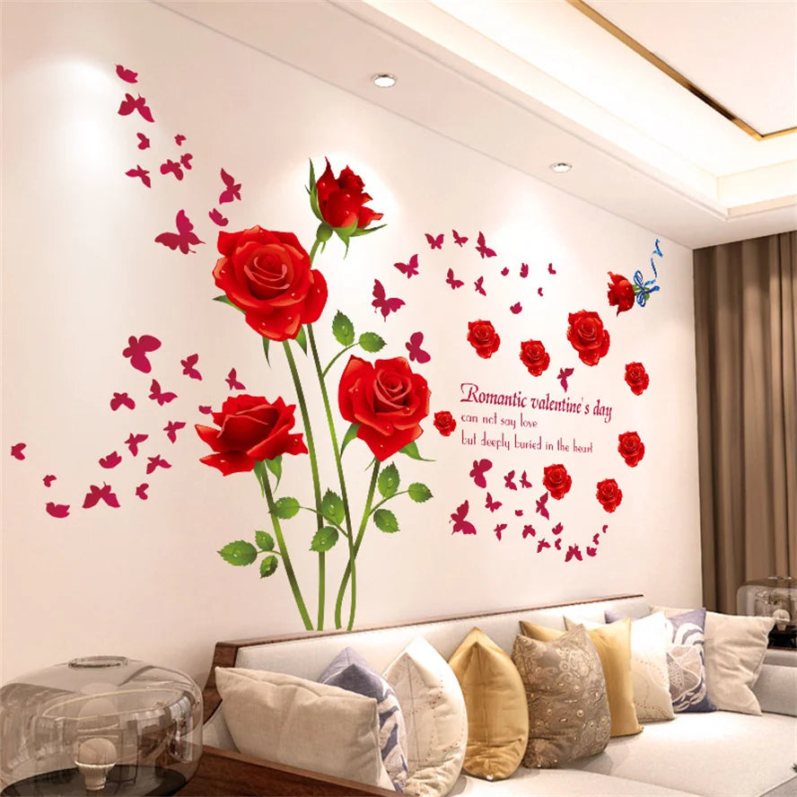 Living Room Flower Background Wall Stickers Bedroom Room Wall Decoration Stickers Wallpaper Self-adhesive Stickers Home Decor
