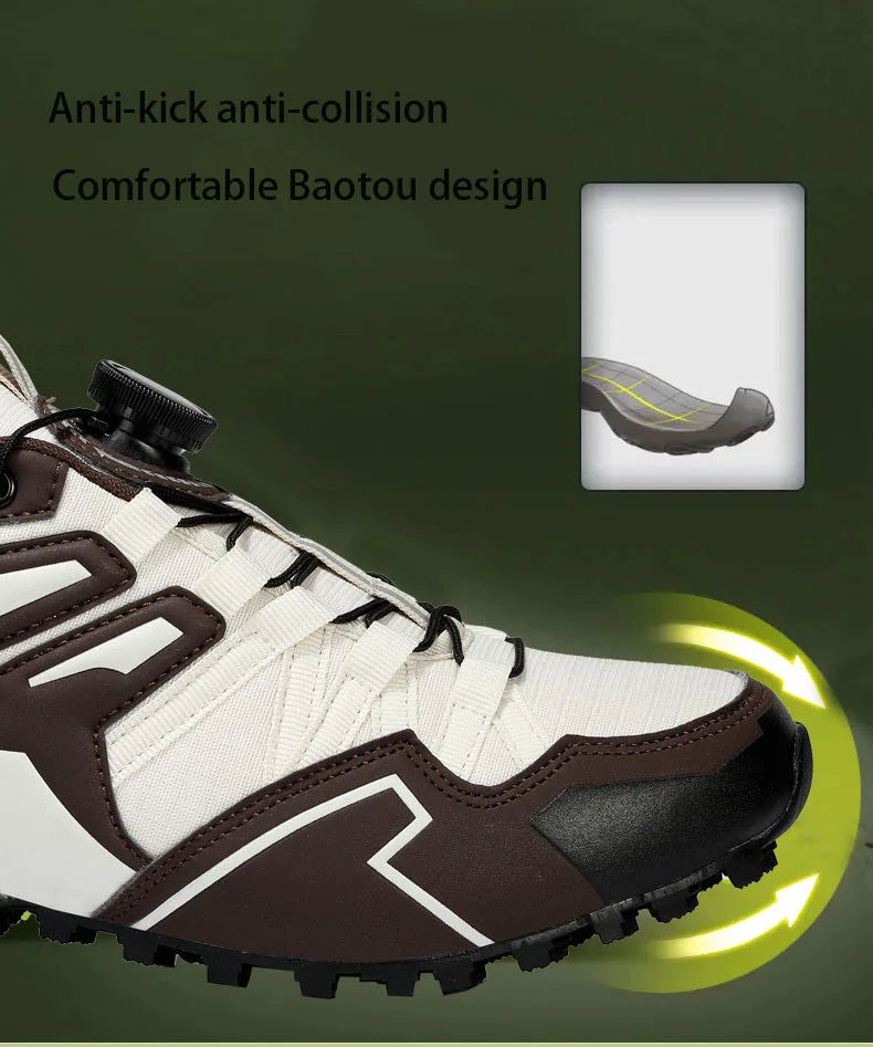 Hiking Shoes Non-Slip Outdoor Cross-Country Travel Shoes Tactical Training Shoes Breathable Casual Lockless Bicycle Shoes Men
