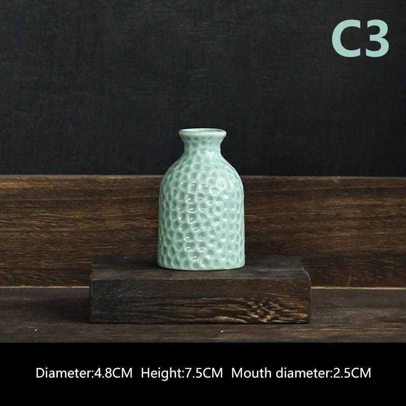 Ins Ceramics Flower Vase Nordic Hydroponics Vases Creative Room Decor Mini Flower Plant Bottle Pots Table Ornament Colorful Vase