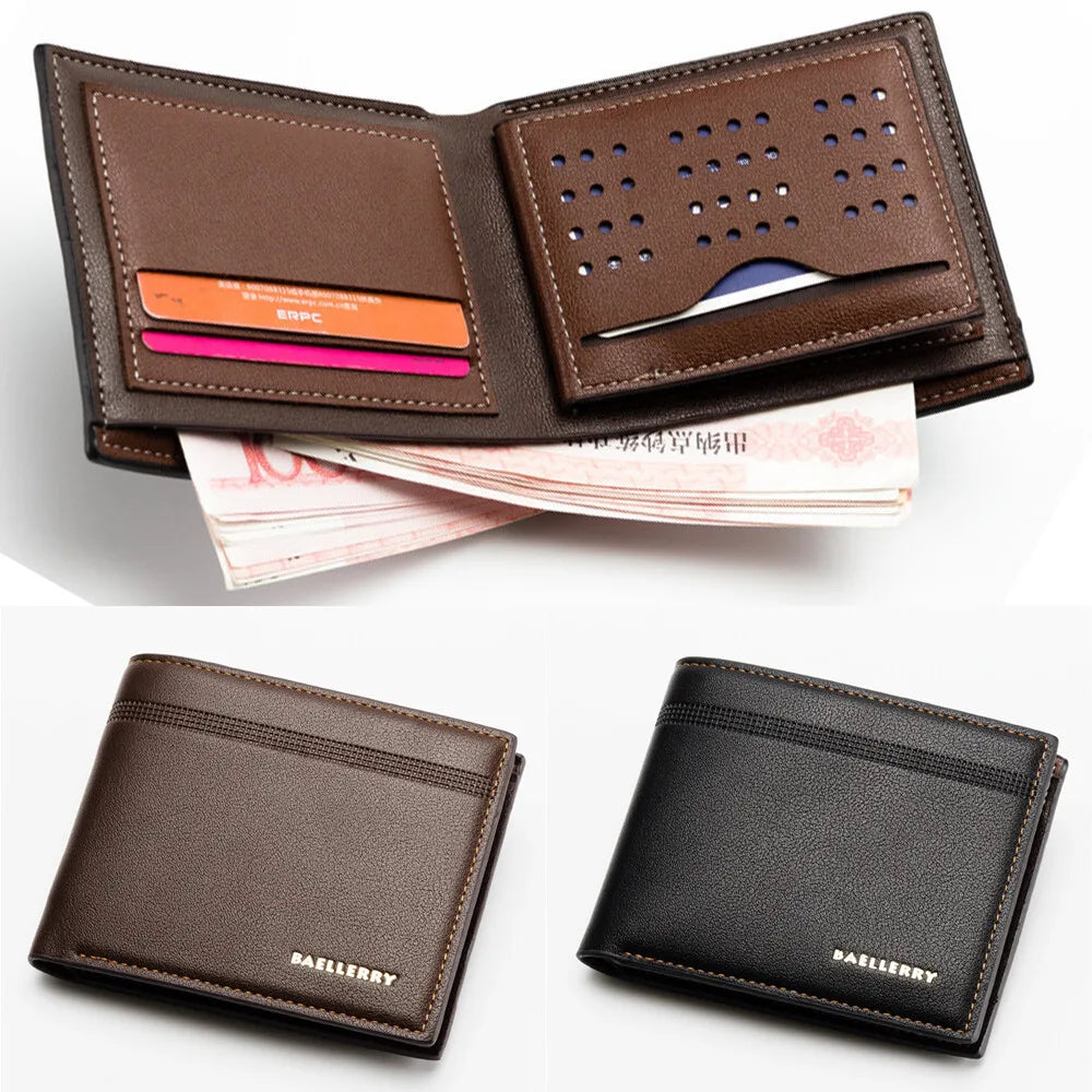 Short Men Bifold Wallet Slim ID Credit Card Holder Fashion Male Purse PU Leather Business Men Wallets Retro Money Clips Handbag