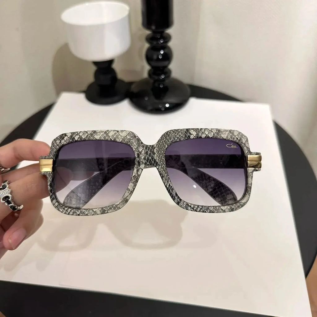 Original ACAZAL MOD6073 Stylish Top Quality Acetate+Leather Frame Men Sunglasses UV400 Clear Lens Business Women Couple Eyewear