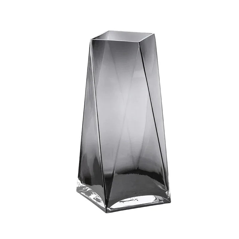 Modern Simple Transparent Geometric Three-dimensional Diamond Glass Vase Creative Living Room Water Culture Flower