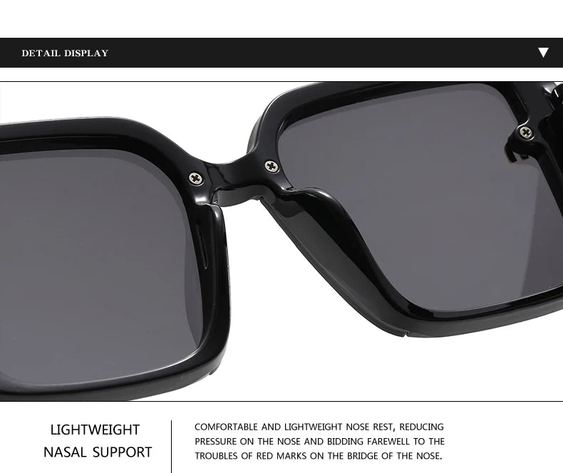 Brand Sunglasses Women's Square Classic Large Frame Fashion Men's Rectangular Letter Design Retro Sun Glasses UV400