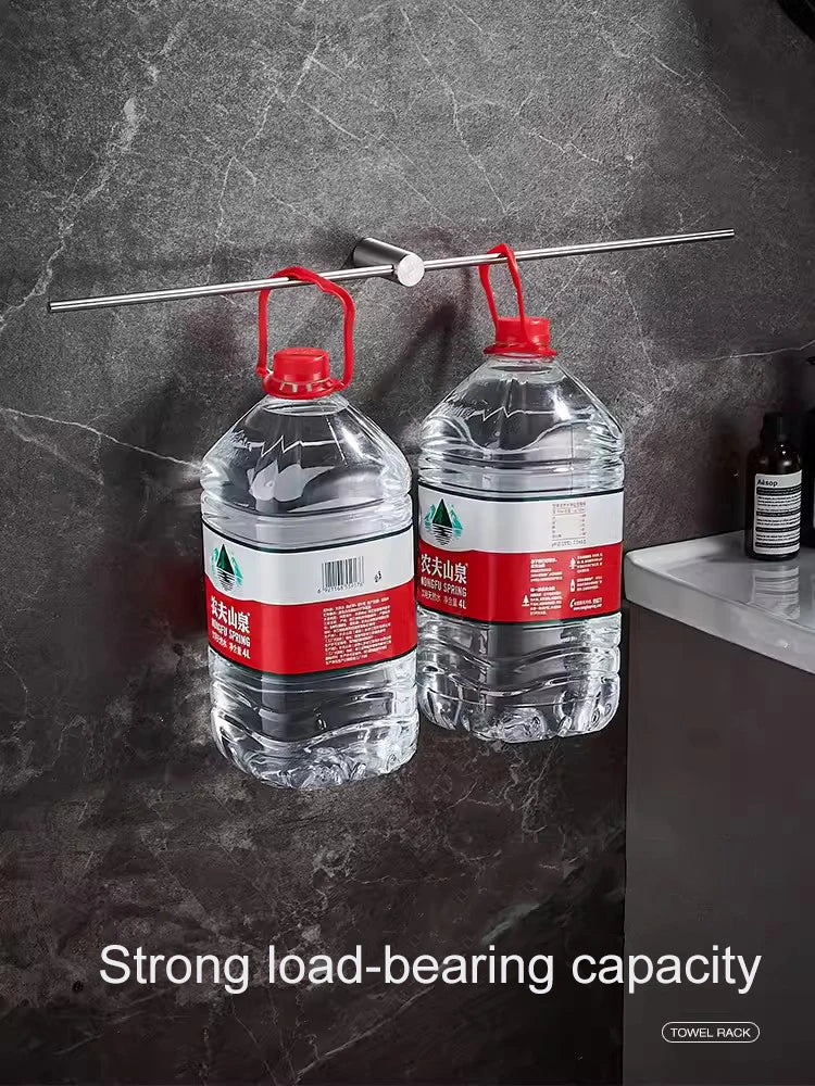 30/40/55cm Movable Towel Rack Towel Hanger Bath Towel Holder Wall Towel Bar Space Aluminum Bathroom Shelf Kitchen Storage Rack