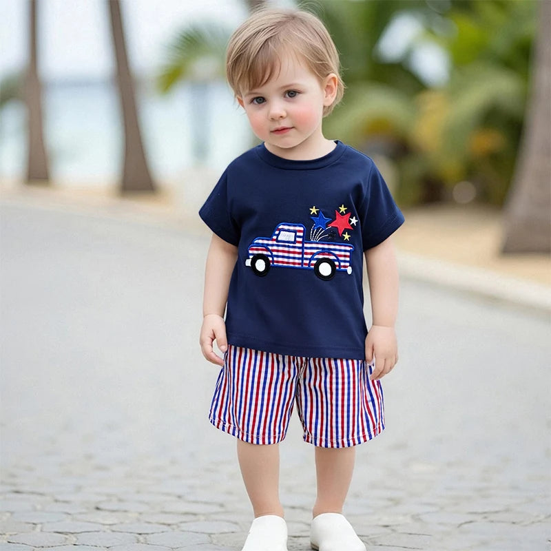 Toddler Boys 2-Piece Set Sleeveless Dinosaur Print Tank Top with Denim Shorts Summer Outfit for Beach Vacation