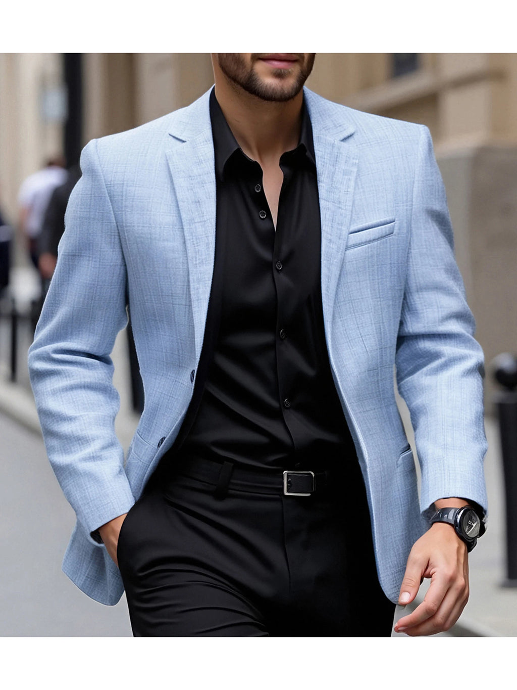 Men s  Fit Casual Blazer with Notched Lapel and Single Button Closure Fashionable Solid Color Sport Coat for Spring and