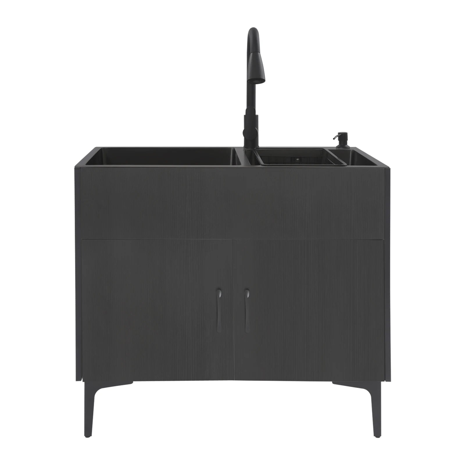 Laundry Sink with Cabinet Sink with Pull-Out Faucet and Cabinet Freestanding Kitchen Sink