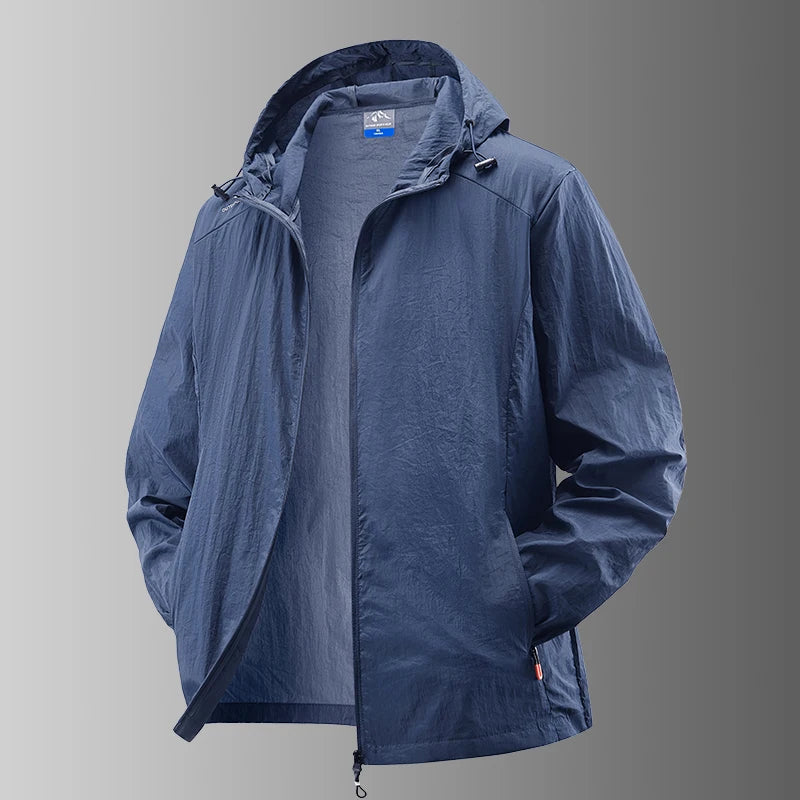 Summer Waterproof Hiking Jackets Men Fishing Cycling Hooded Gym Sports Running Coat Outdoor Sun-Protective Thin Jacket Clothing