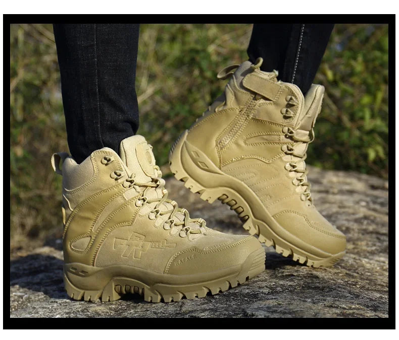 Hiking Shoes Men Mid-top Outdoor Thick-soled Ankle Boots Men Comfortable Breathable Anti-slip Casual Sports Shoes Sneakers Men