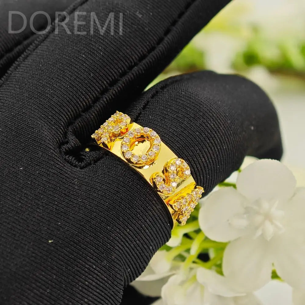 DOREMI 6mm Crystal Letters Ring Seperate Initial Letter Women Rings Dainty Women Gift Personalized Ring