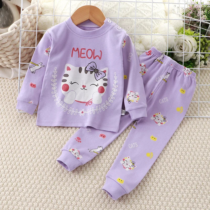 Baby Boys Clothes Sets cotton Bear Boys Girls Long Sleeve Top +Pants 2pcs Kids Clothes pajamas Suit