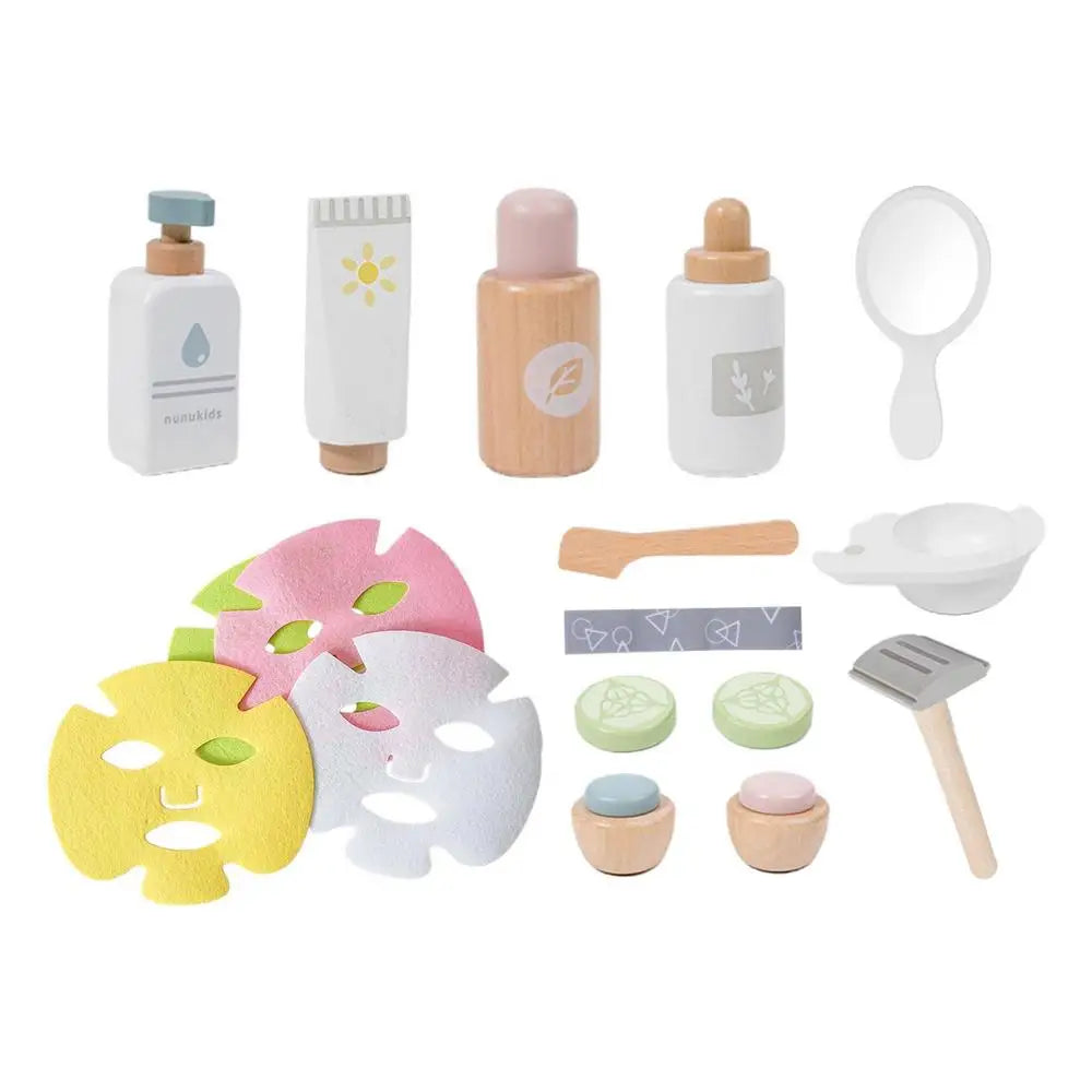 Wooden Cosmetic Set Wooden Kid's Beauty Salon Set Polished And Smooth Makeup Beauty Set Toy For Children Over 3 Years Old