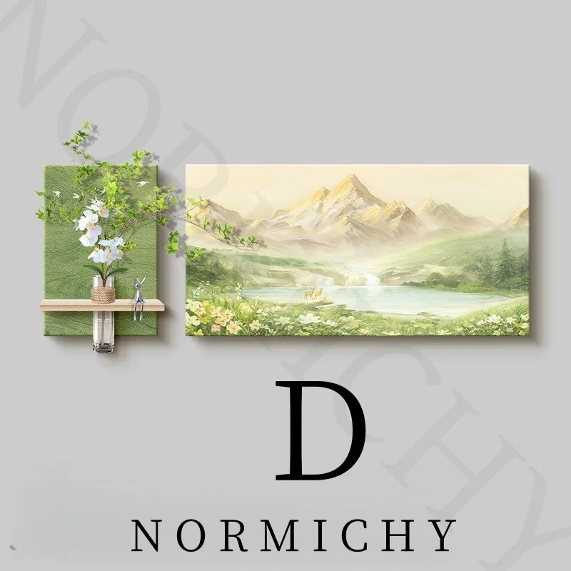 Simple Living Room Decoration Painting Natural Wood Sunshine Sofa Background Wall Hanging Painting High-End Landscape Wall Lamp